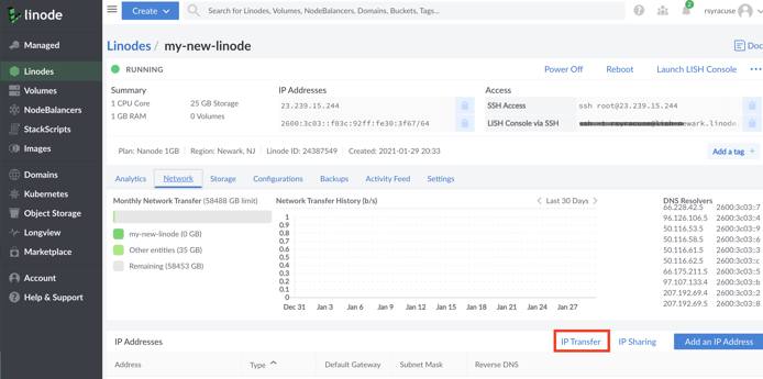 IP Transfer button IP Transfer button