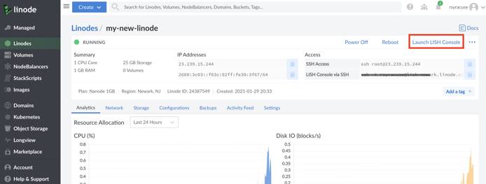 Launch the Lish console by clicking the ‘Launch Console’ link. Launch the Lish console by clicking the ‘Launch Console’ link.